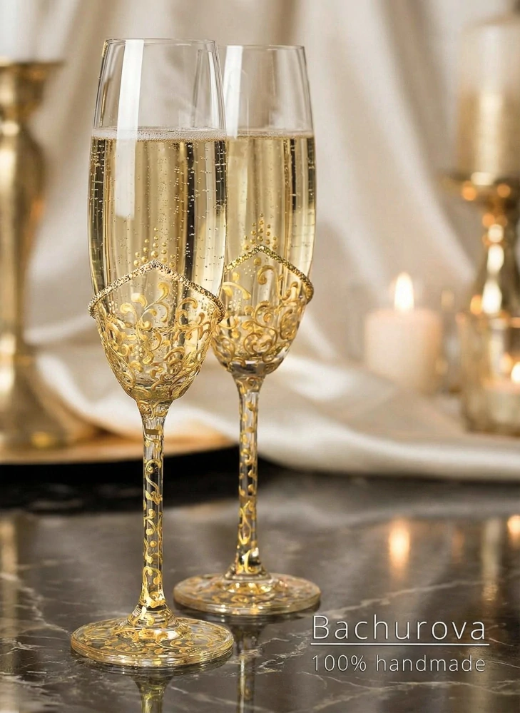 Svatební skleničky_zlatá krajka