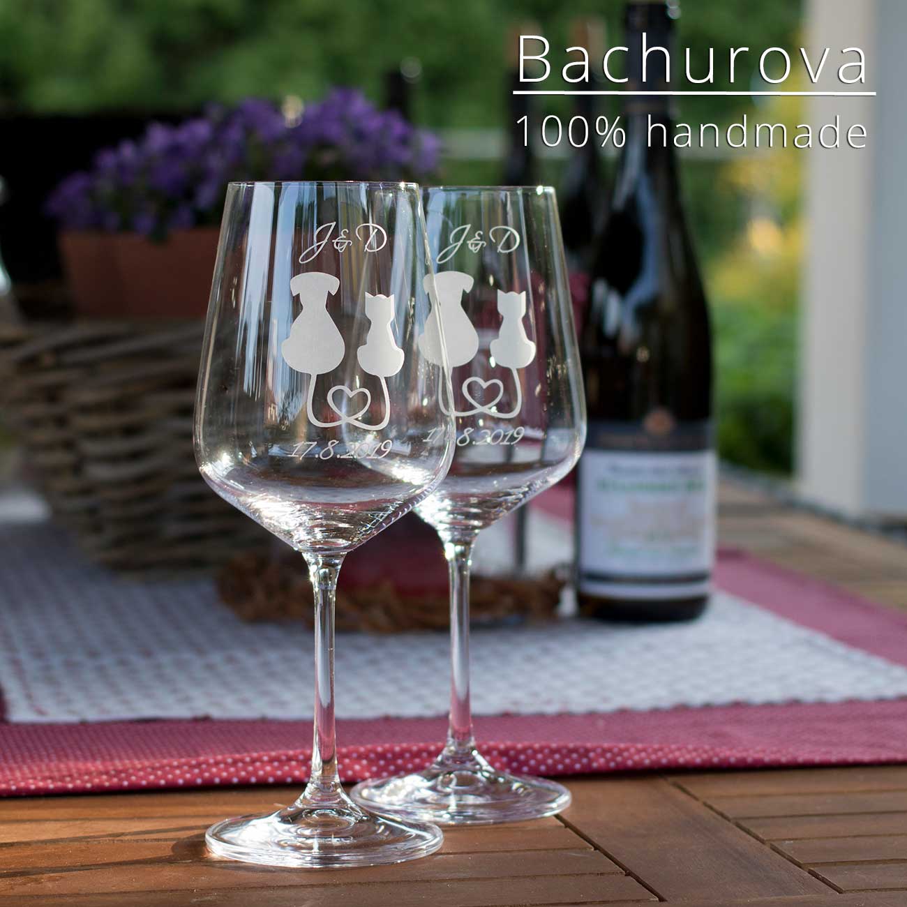Svatební skleničky_pejsek a kočička