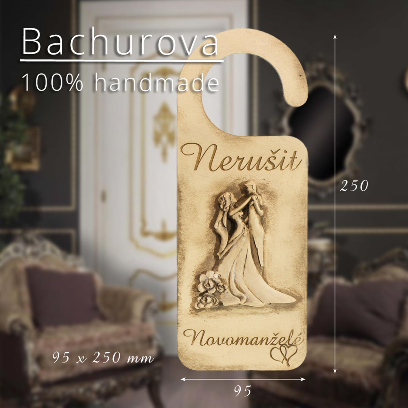 Stylová svatební visačka na kliku