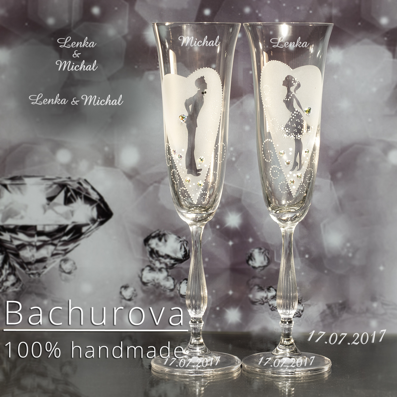 Svatební skleničky_ONA a ON