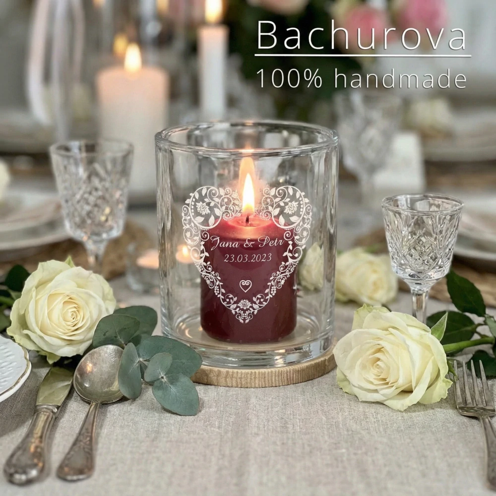 Svatební svícen Dekor srdce