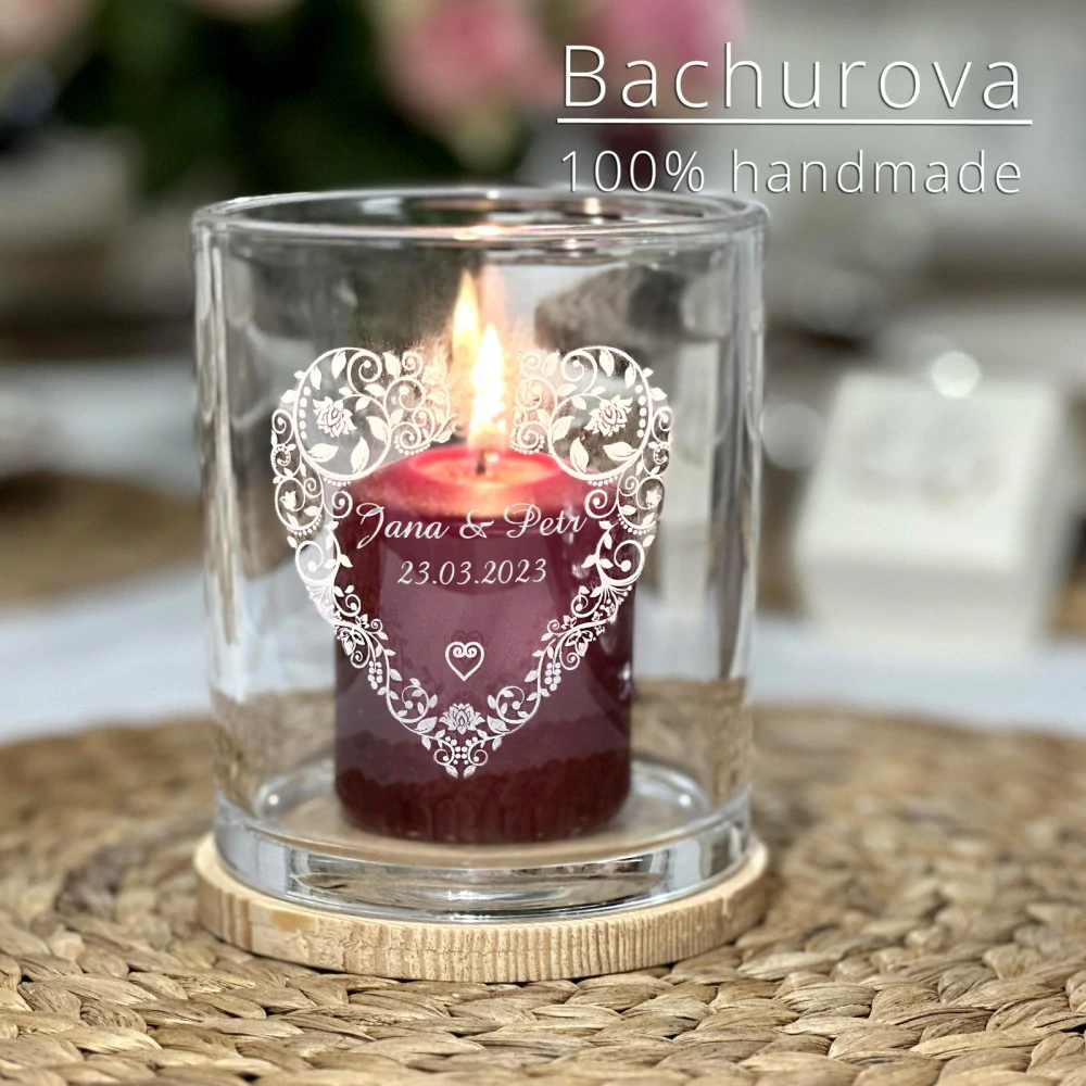 Svatební svícen Dekor srdce